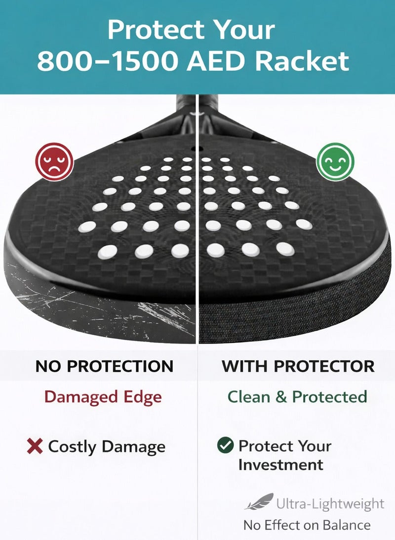Vortexia Transparent Padel Racket Protector, Clear Durable Shield with Micro Grid, 370x34mm, Lightweight Edge Protection for Performance - Image 2